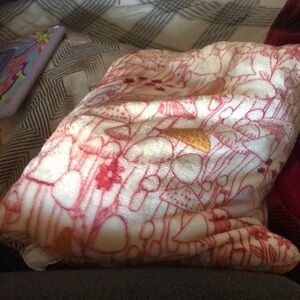 Festive Pink and White Holiday Throw  pillow